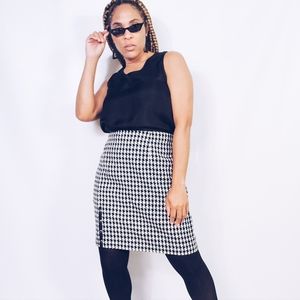 Vintage Black and White Pencil Skirt Knee-Length Work